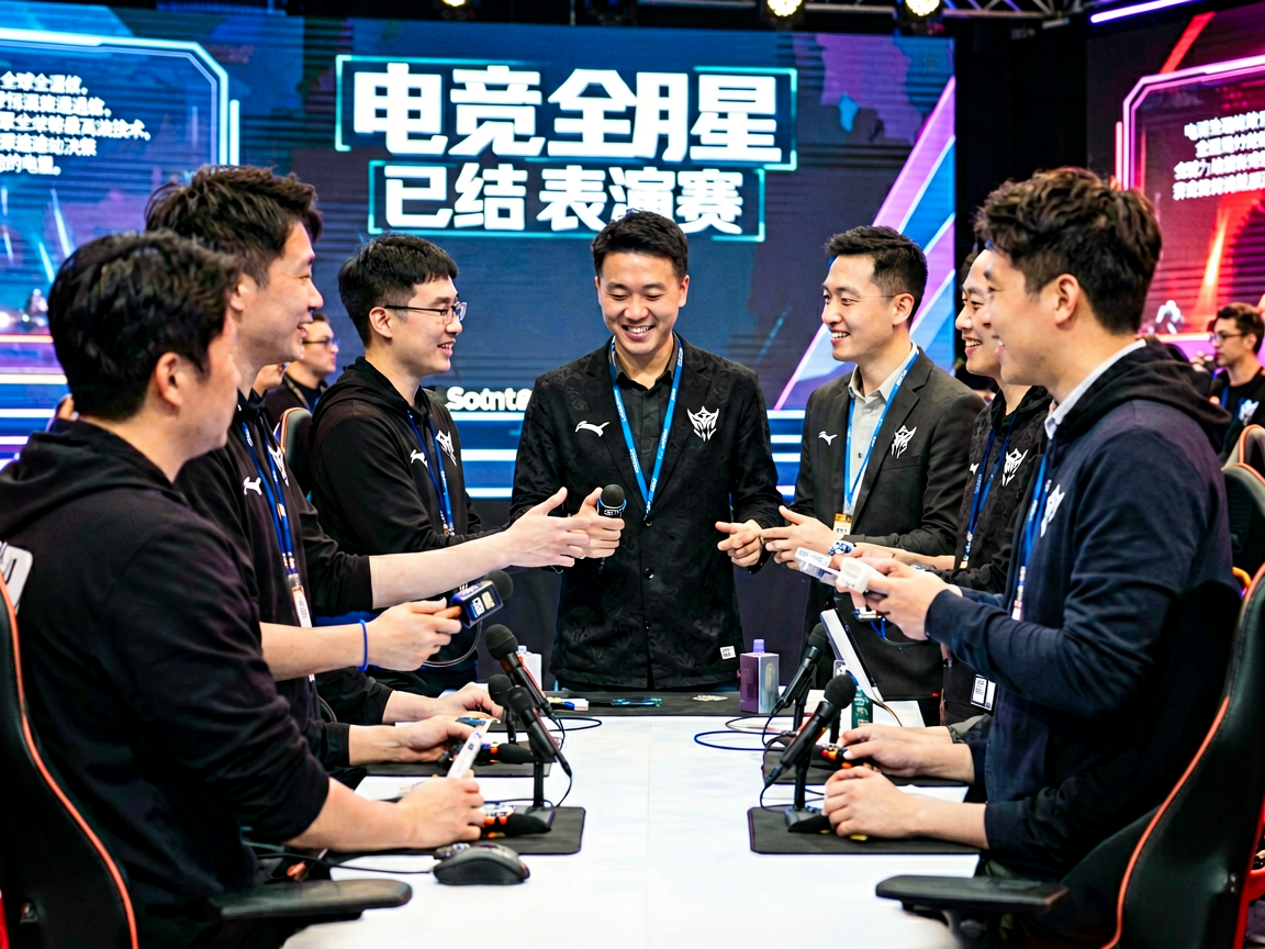 电竞新闻发布会现场，战队代表与媒体交流